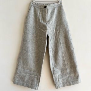 Wool wide leg trousers with side pockets in light heather grey